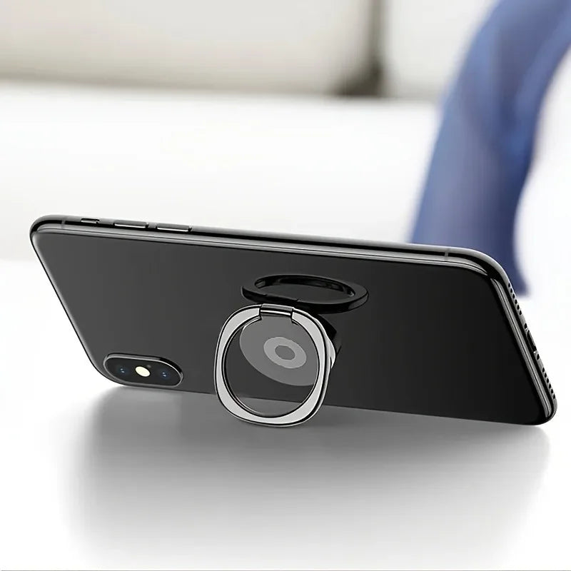 360° Rotating Metal Phone Grip Stand - Foldable Finger Ring Holder for iPhone 17, 16 Pro, Samsung and Other Smartphones