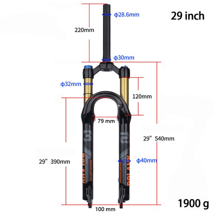 BOLANY Mountain Bike Fork – 29 Inch MTB Air Suspension, Shock Absorbing Fork for Downhill & MTB Bikes