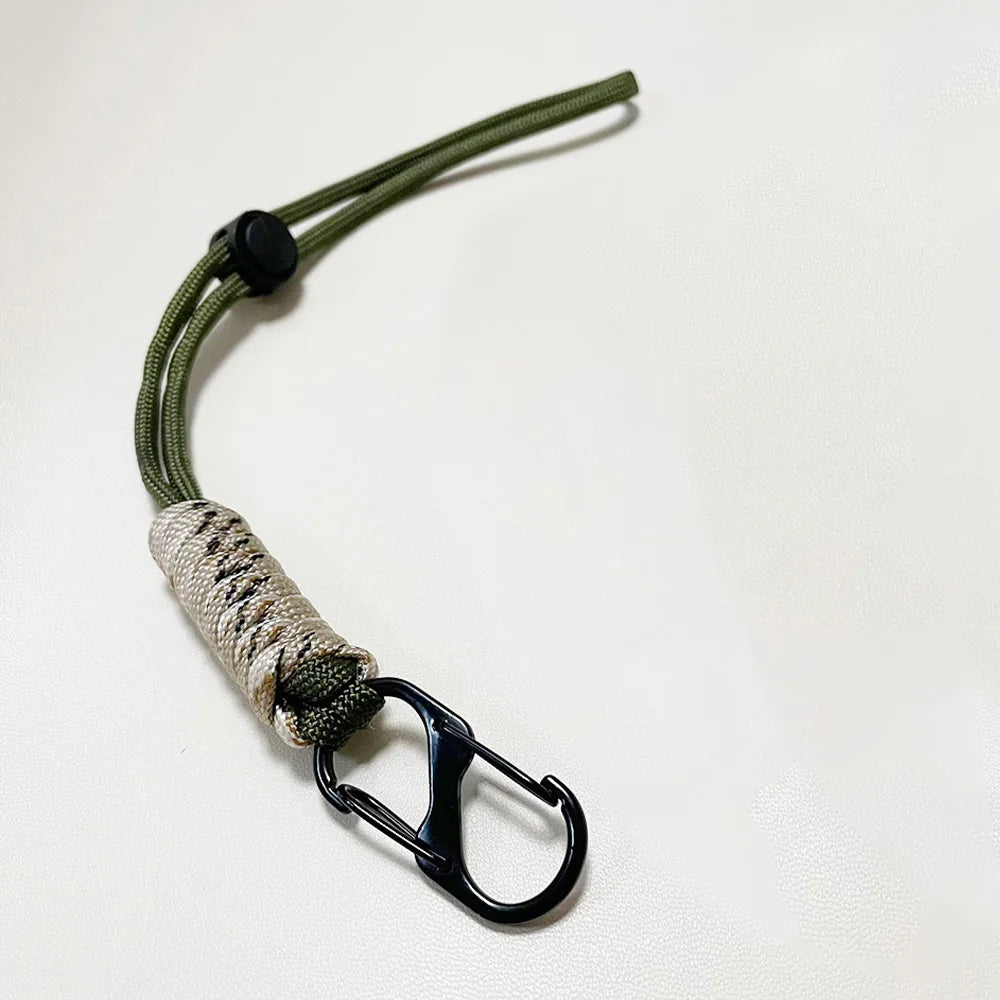 Woven Umbrella Rope Keychain - Outdoor Wrist Strap with Buckle for Car Keys & Gear