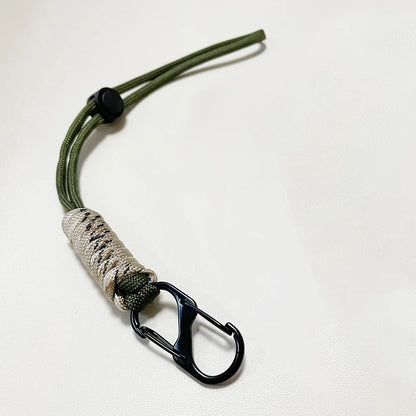 Woven Umbrella Rope Keychain - Outdoor Wrist Strap with Buckle for Car Keys & Gear