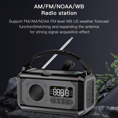 12000mAh AM/FM/NOAA Weather Radio – Solar Hand Crank Portable Emergency Radio with 2 Solar Panels, Reading Lamp for Camping