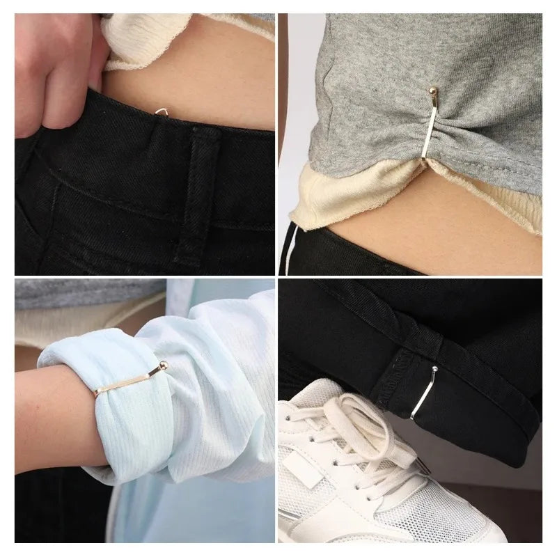 8PCS Adjustable Clothing Clips - Sleeve Reduction & Waist Tightening Buckle Clips for Jeans, Skirts & Pants