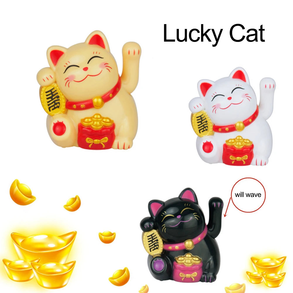 Solar-Powered Lucky Cat - Automatic Waving Fortune Cat for Home, Office Decor, and Car Ornament, Ideal Birthday Gift