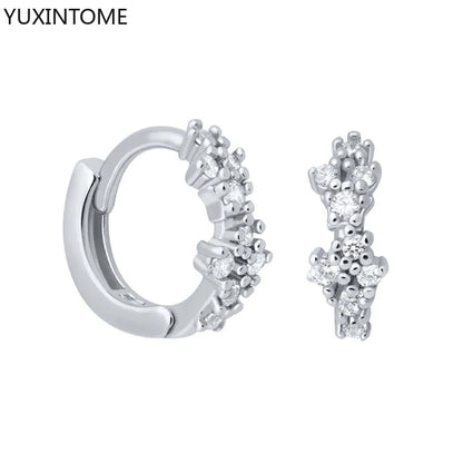 925 Sterling Silver White Zircon Hoop Earrings for Women – Fashion Geometric Crystal Silver Earrings Fine Jewelry Elegant Daily Wear Jewelry