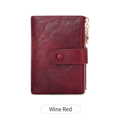 Minimalist Women’s Wallet – Short Three-Layer Large Capacity Double Zipper Card & Money Holder