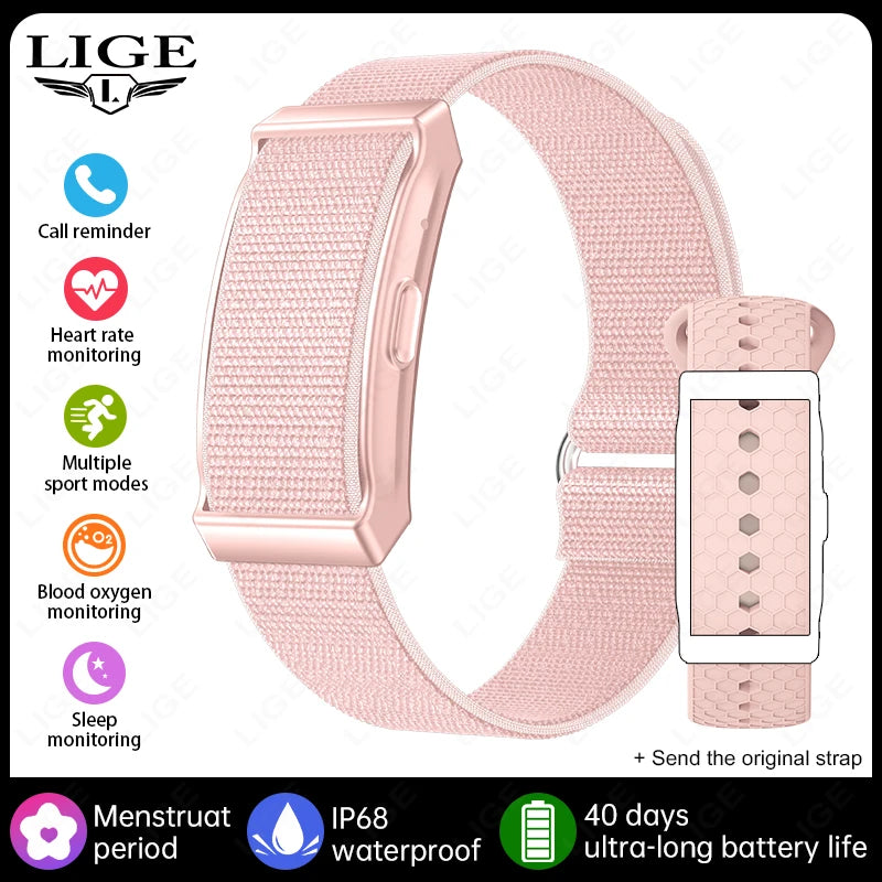 LIGE No-Screen Fitness Smart Bracelet - Sports Activity Tracker with Call Alerts, Heart Rate Monitor & IP68 Waterproof Design