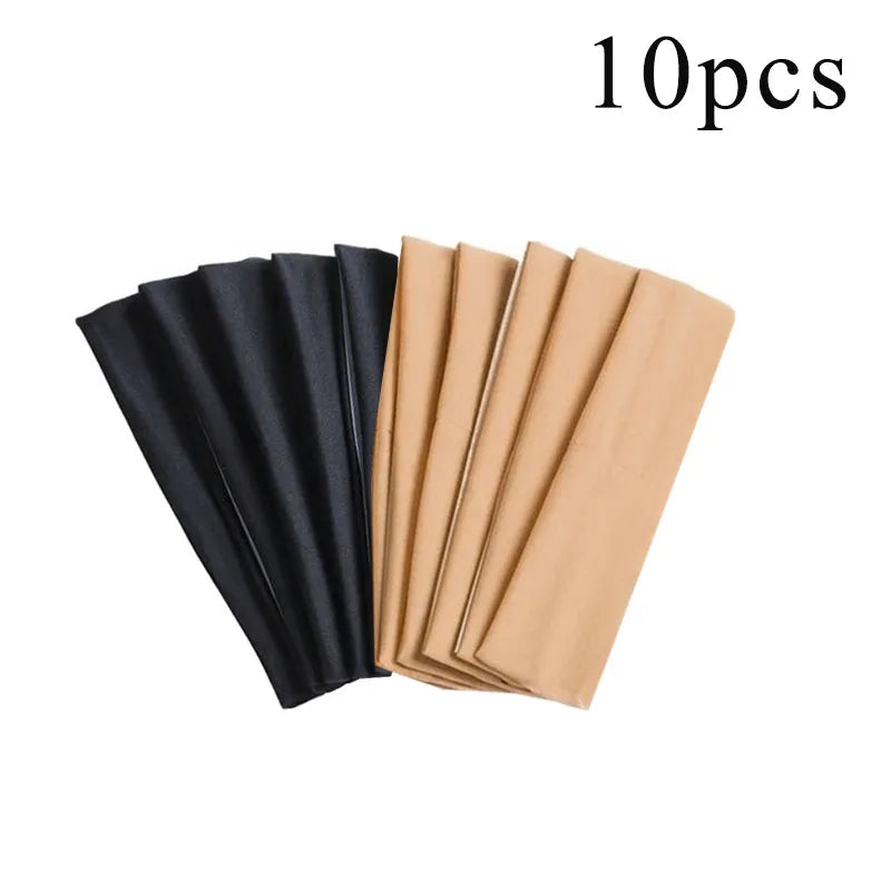 10 Pcs Elastic Hair Bands - Solid Color Fashion Headbands for Women, Sports, Running, Fitness, Yoga & Makeup Accessories