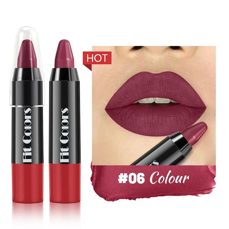 8-Color Velvet Matte Lipstick Pencil – Waterproof, Long-Lasting Sexy Red Lip Tint Non-Stick Makeup Pen