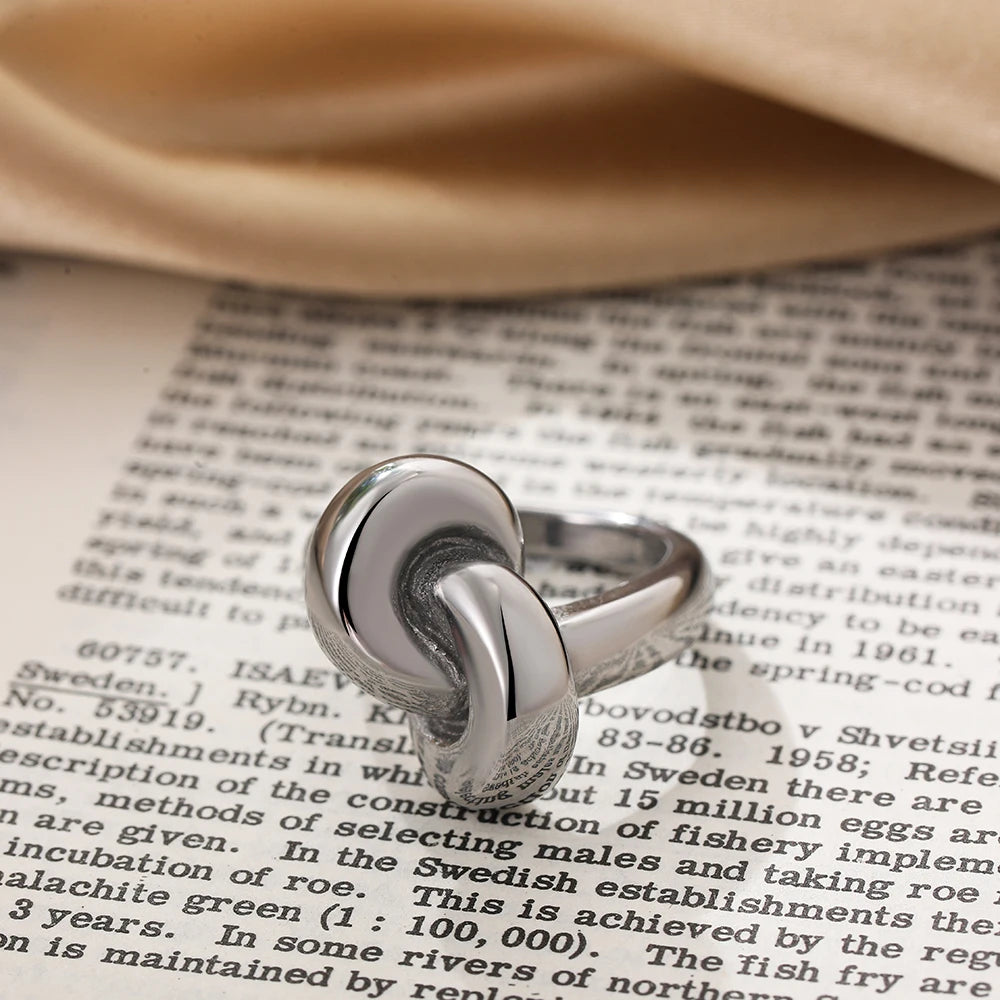 Vintage Stainless Steel Chunky Ring – Punk Irregular Adjustable Open Ring for Women, Wedding Jewelry Gift