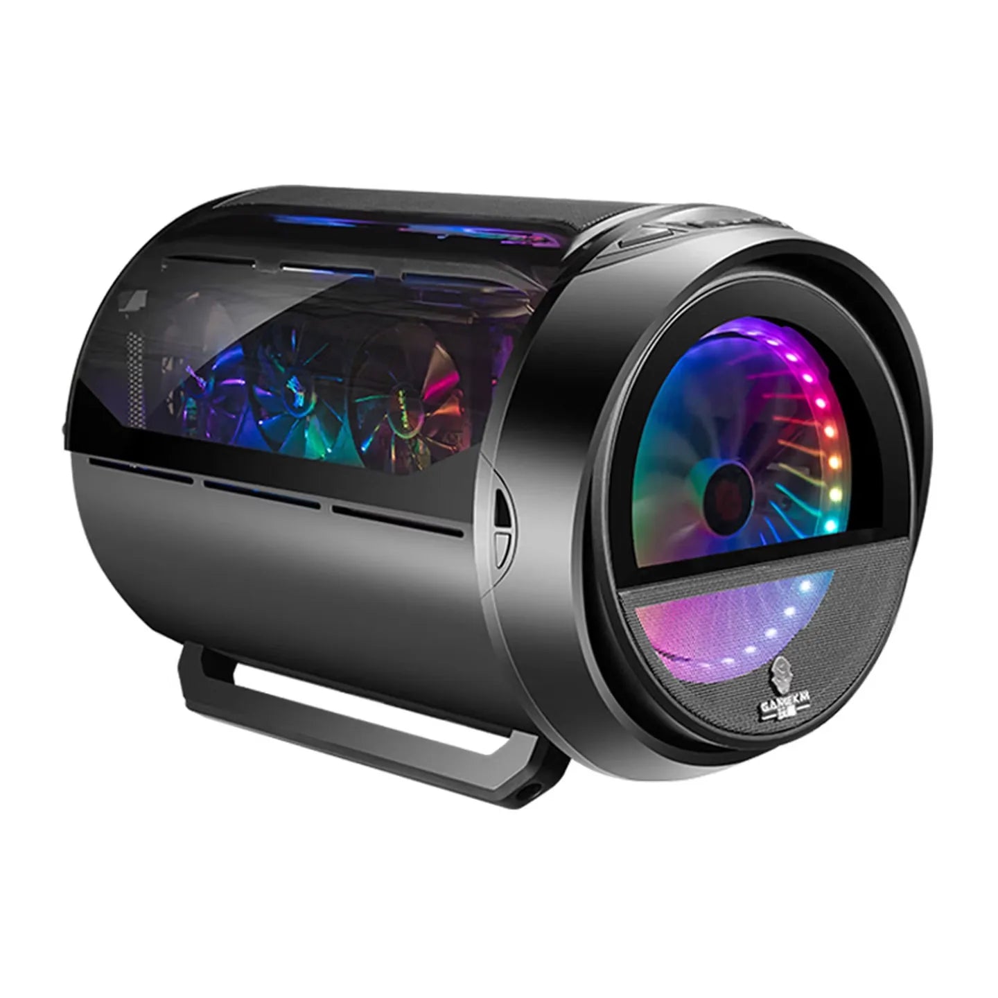 WJCOOLMAN Mini Computer Case - Circular Side-Panel Desktop PC Case with 240mm Water Cooling Support
