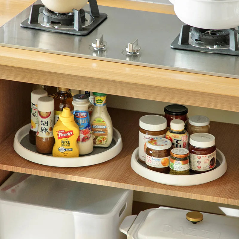 1/4PCS 360° Rotatable Anti-Slip Kitchen Storage Rack – Round Multi-Functional Organizer for Condiments & Tableware