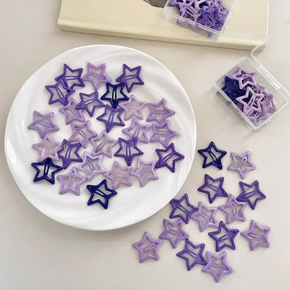 10/50PCS Colorful Kawaii Star Barrettes – Y2K Sweet Girls Metal Snap Hairclips & Hair Jewelry Gifts