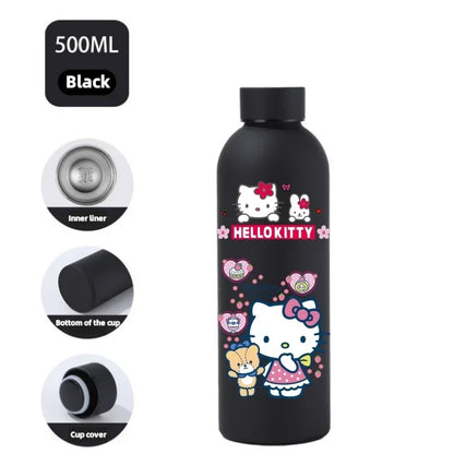 Sanrio Hello Kitty Insulated Sport Bottle — Double-Layer Stainless Steel Vacuum Cup, Small Mouth Coffee Bottle, Angel Color Frosted Finish