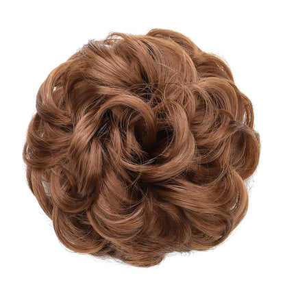 Synthetic Messy Bun Chignon Donut – Blonde & Brown Hair Bun Pad, Elastic Hair Rope, Rubber Band Hair Extensions for Women