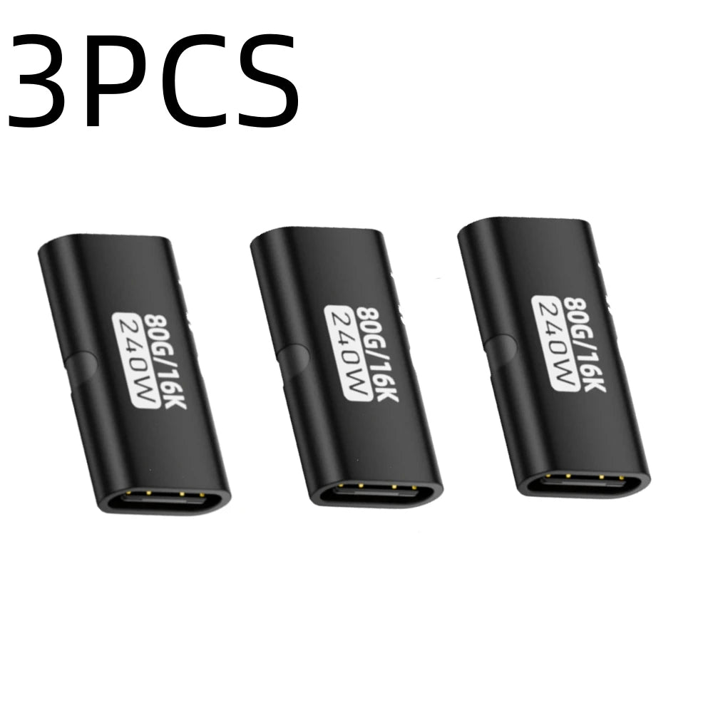 USB-C Female-to-Female Adapter – PD 3.1 240W Fast Charging, 80Gbps Data Transfer, 16K 60Hz Video Support Connector