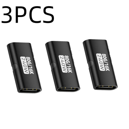 USB-C Female-to-Female Adapter – PD 3.1 240W Fast Charging, 80Gbps Data Transfer, 16K 60Hz Video Support Connector