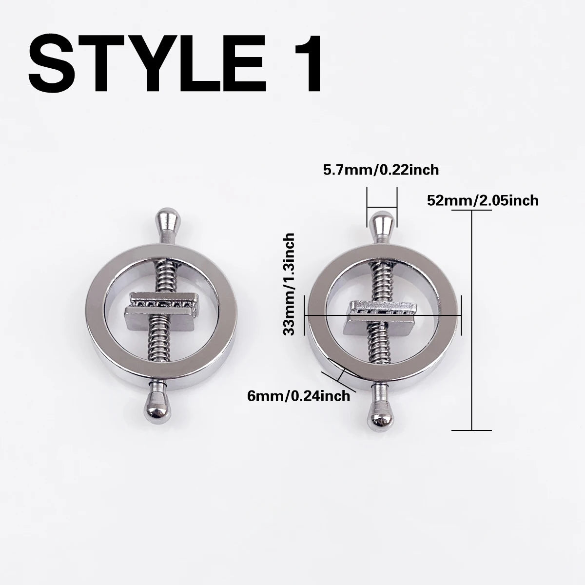 Adjustable Metal Nipple Clamps - Pair of Spring-Loaded Breast Clips for Adult BDSM and Sensory Play