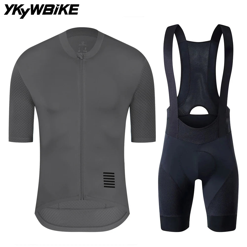 YKYWBIKE Cycling Jersey & Bib Shorts Set — Classic MTB Bike Clothing with Reflective Details