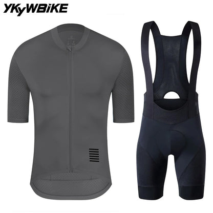 YKYWBIKE Cycling Jersey & Bib Shorts Set — Classic MTB Bike Clothing with Reflective Details