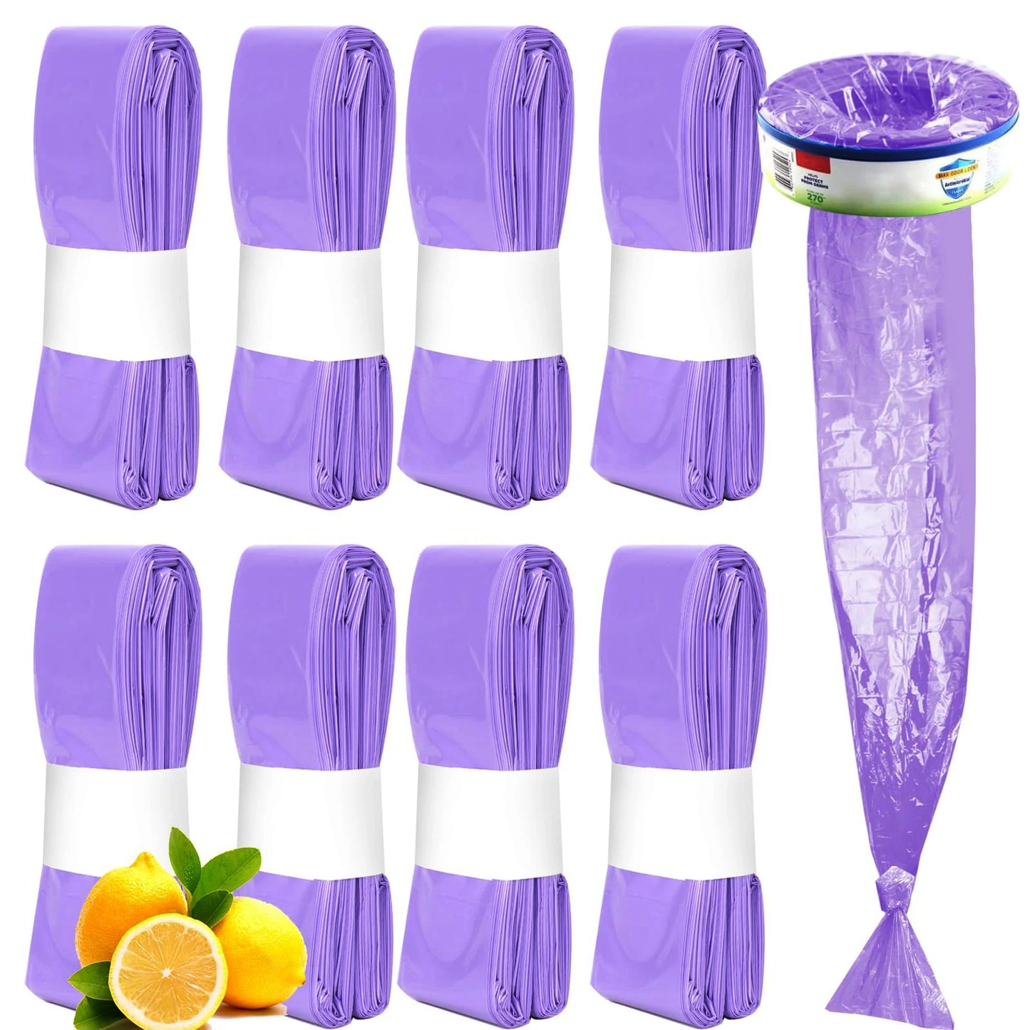 1/5/10PCS Purple Diaper Pail Refills Bags – Compatible with Angelcare, Sangenic, Tommee Tippee, Twist&Click, Genie & Munchkin
