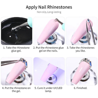 BORN PRETTY 5/10g Rhinestone Glue Nail Gel Set - Sticky Gel for 3D Jewelry Decorations, Rhinestone Manicure & Nail Polish