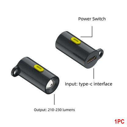 230 Lumens Type-C Mini LED Flashlight - Portable USB-C Emergency Light with Lanyard for Outdoor Use