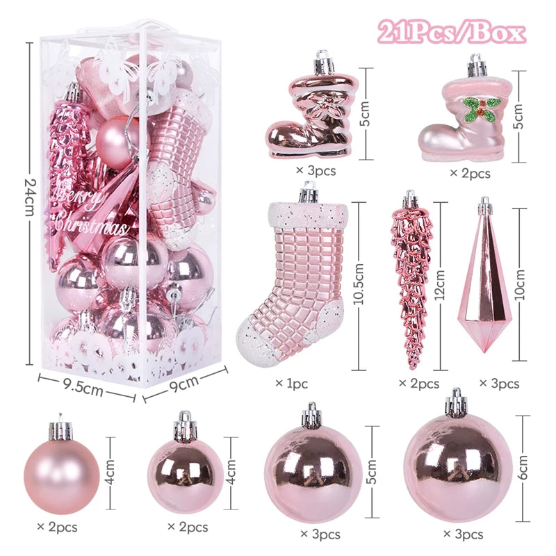 Christmas Ball Ornament Set – Large Xmas Tree Hanging Pendants with Snowflake Design for Home Decor & 2025 New Year Party Gifts