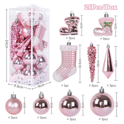 Christmas Ball Ornament Set – Large Xmas Tree Hanging Pendants with Snowflake Design for Home Decor & 2025 New Year Party Gifts