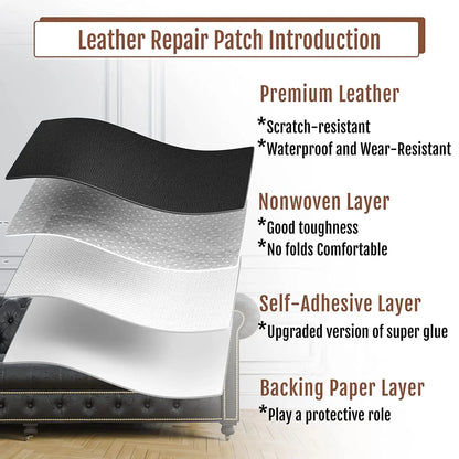 100x137cm Black Self-Adhesive Leather Repair Tape – DIY Sticky Patch for Sofa & Leather Repairs