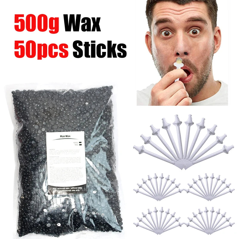 Portable Nose Wax Kit 50g-100g for Men & Women - Nail & Nose Hair Removal with Cleaning Wax Kit & Clipper