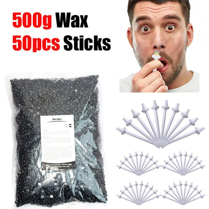 Portable Nose Wax Kit 50g-100g for Men & Women - Nail & Nose Hair Removal with Cleaning Wax Kit & Clipper