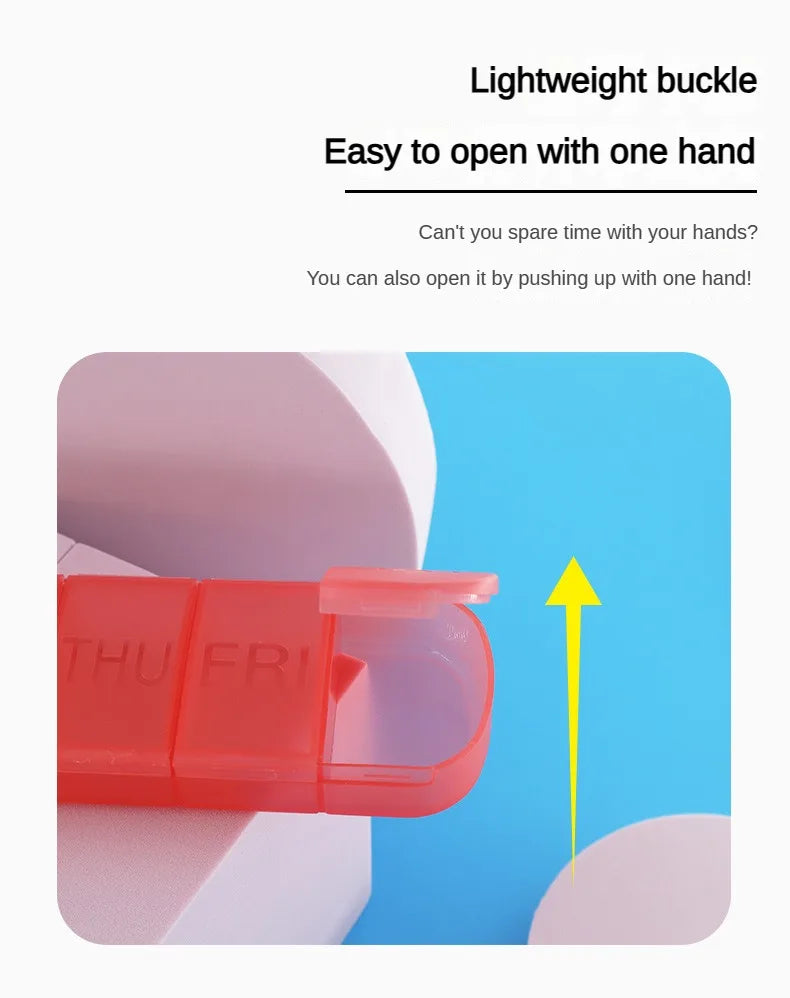 Weekly Medicine Pill Box – Mini Portable 7-Grid Organizer, Pill Case & Tablet Storage Container
