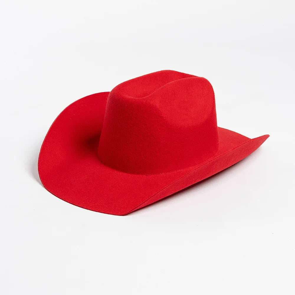 100% Wool Western Cowboy Hat – Casual Felt Cowgirl Hat for Men & Women, Autumn & Winter Outdoor Sunshade Fedoras Top Hat