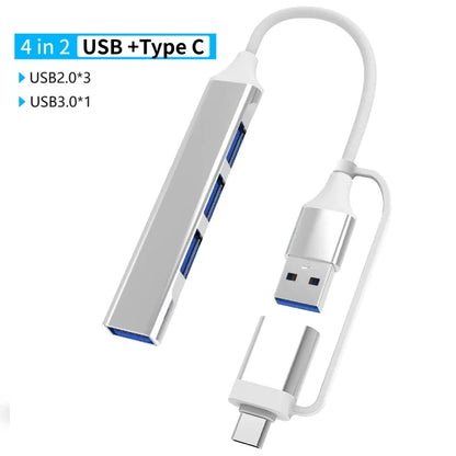 USB 3.0 Type-C Adapter Docking Station – Multi-Hub Splitter with USB 2.0 Port, TF/SD Card Reader, Audio Output for MacBook Pro, Computer