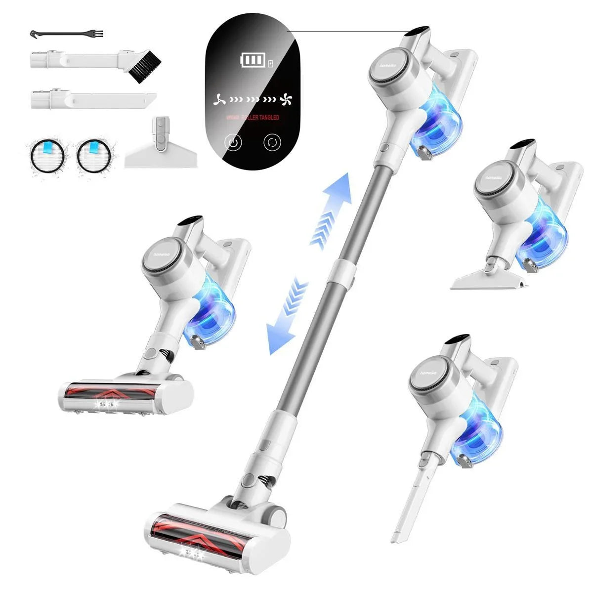 Homeika Cordless Stick Vacuum Cleaner – 23KPa Powerful Suction, 48min Runtime, LED Display for Hard Floors & Carpets