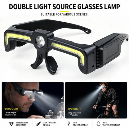 Rechargeable COB LED Headlamp - Type-C Waterproof Work Light for Car Maintenance & Repair