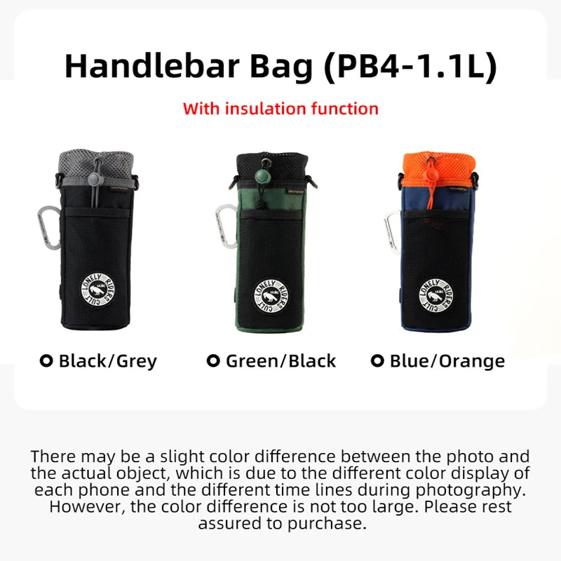 C-HOLD Bike Handlebar Stem Bag — Insulated Water Bottle & Snack Storage Pouch for Touring, Commuting, Bikepacking