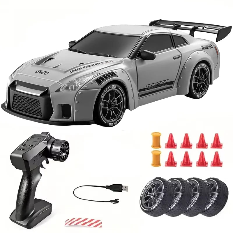 1:24 RC Drift Car — 4WD High-Speed Remote Control Sport Car with LED Lights & Extra Drifting Tire, Kids & Adult Gift