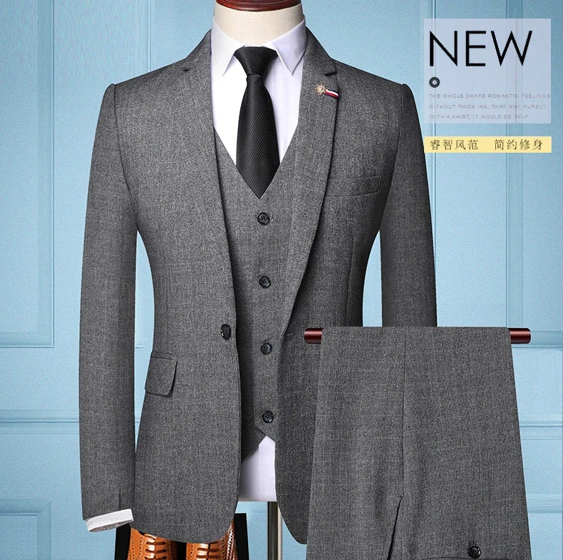 Traje de Hombre Elegante – 3-Piece Slim Fit Suit (Blazer + Vest + Pants) | Men’s Business & Wedding Suit 6XL