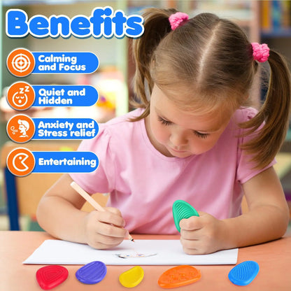 6-Pack Sensory Stone Fidget Toys - Textured Silicone Stress Relief & Calming Toys