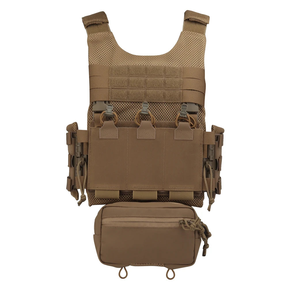 Tactical Vest LV119 Plate Carrier Set – Lightweight OTB Maritime Airsoft Hunting Vest with Underbelly Bag & Triple Mag Pouch