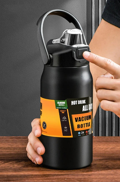 Outdoor Stainless Steel Thermos Bottle – 304 Vacuum Insulated Travel Mug with Straw, Hot & Cold Sports Water Tumbler Portable Flask
