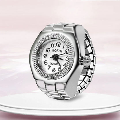Kiss Jewelry Digital Quartz Finger Watch Ring – Mini Elastic Punk Style Clock Ring for Women, Men & Couple Teens Accessory