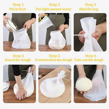 Food Grade Silicone Dough Kneading Bag: Versatile Flour Mixer for Bread, Pastry, Pizza - Silicone Mixer Bag