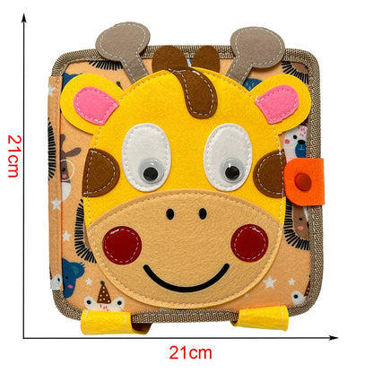 Toddler Montessori Busy Board – Giraffe Felt Quiet Book, Educational Travel Toy for Kids
