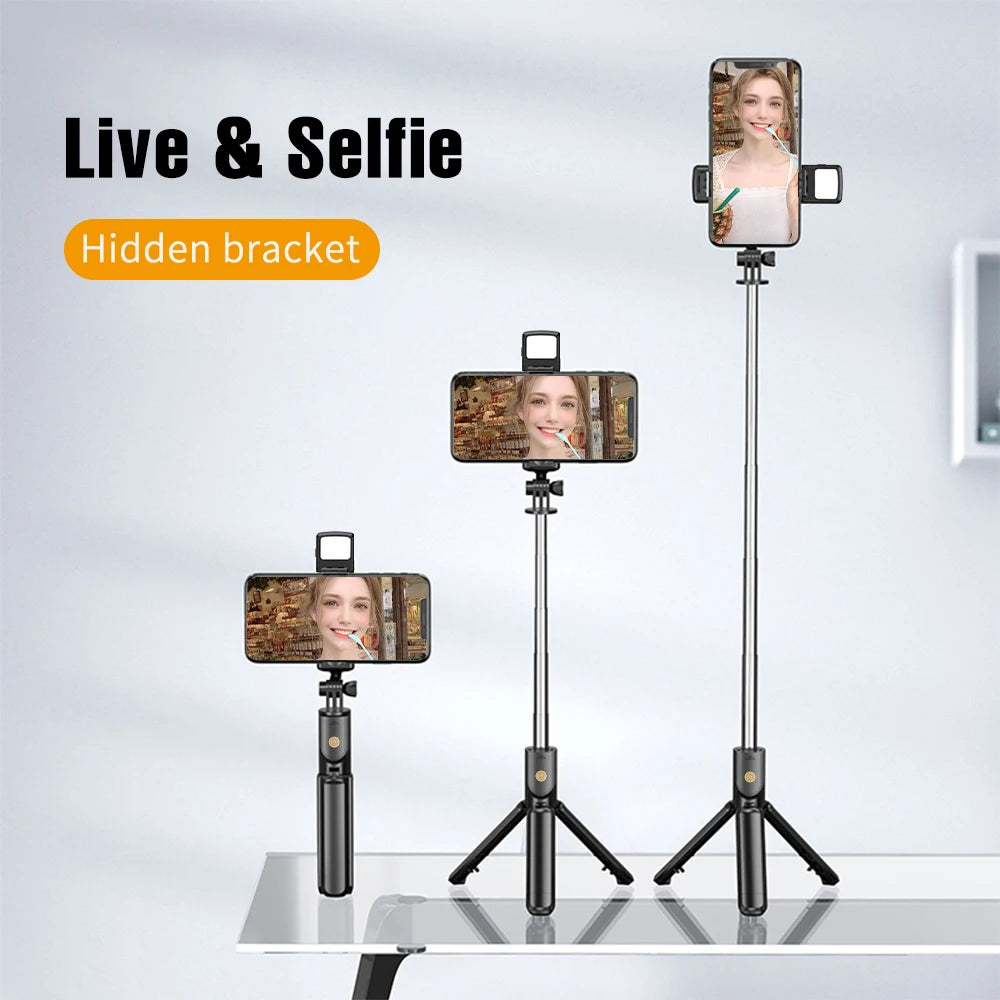 Wireless Selfie Stick & Tripod Stand with Light – Bluetooth Remote for iPhone, Mobile & TikTok Live
