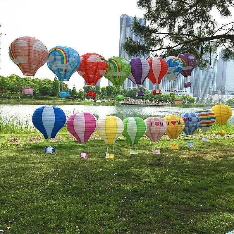 25cm-40cm Hot Air Balloon Chinese Lanterns: Paper Lanterns for Christmas, Wedding, and Halloween Decorations - Outdoor Birthday Party Lights