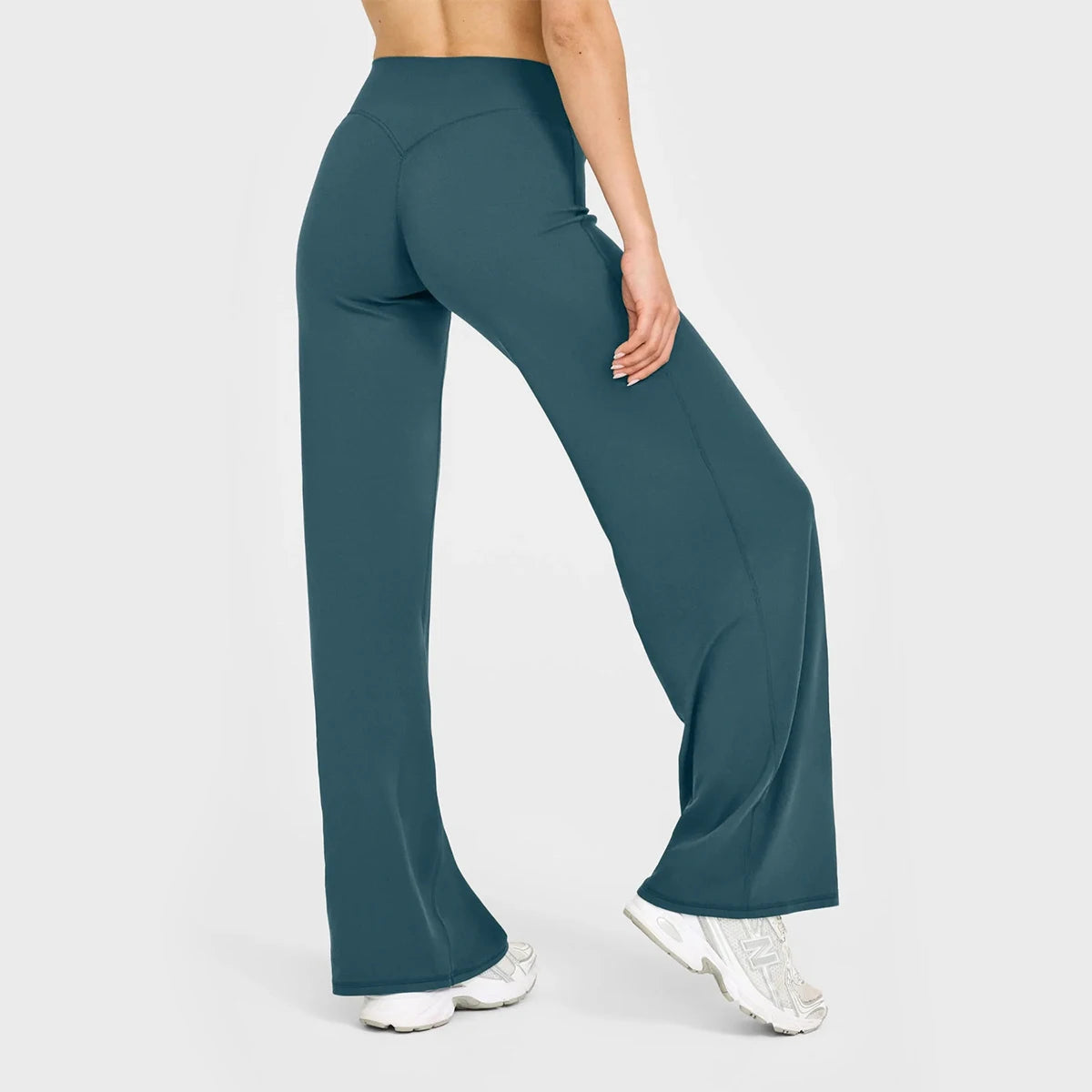 Women's Straight Leg Yoga Pants - Mid-Waist Naked-Feel Pilates & Running Trousers