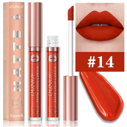 Matte Velvet Dark Red Brown Lip Gloss – Long-Lasting Waterproof Liquid Lipstick with Natural Moisturizer & Transparent Lip Oil