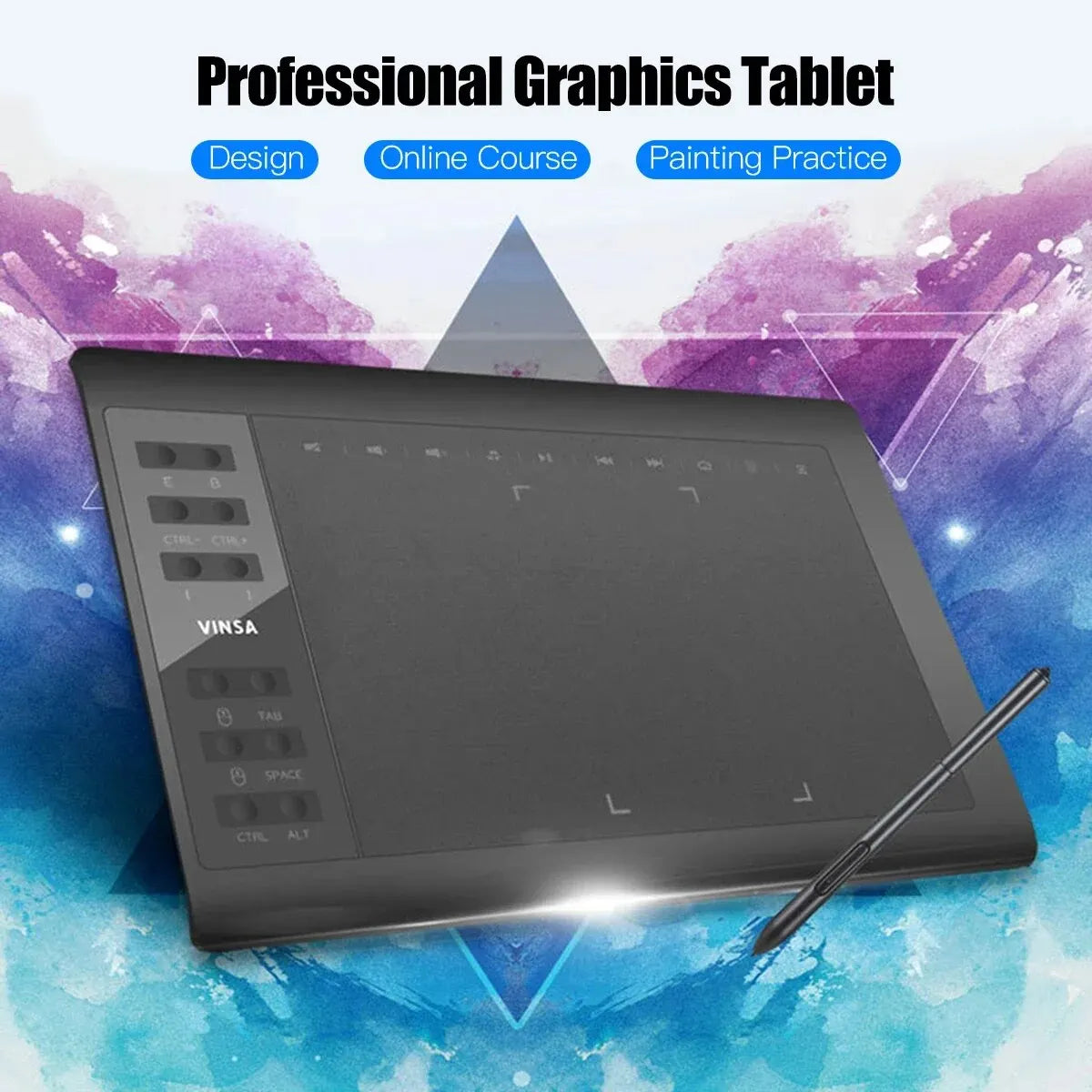 10x6 Inch Professional Graphics Drawing Tablet - 12 Express Keys Digital Art Pad for Windows Mac Painting & Design